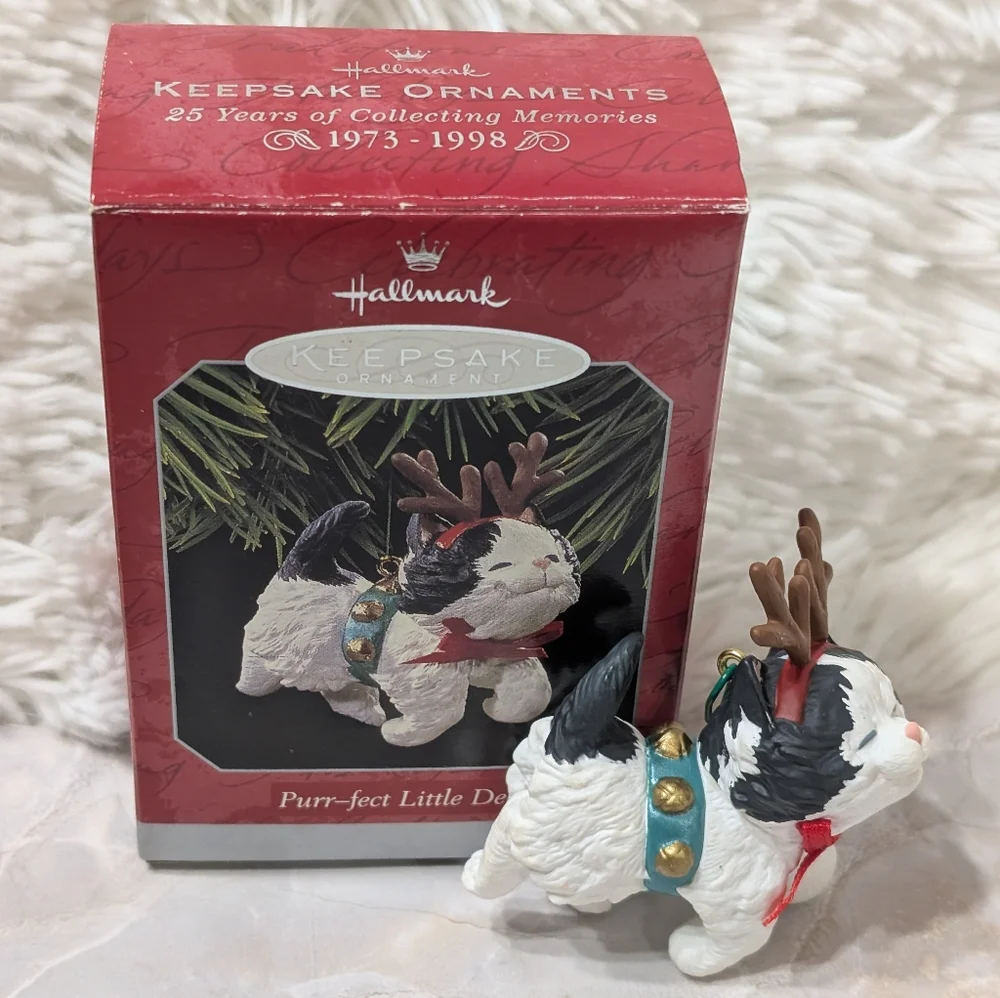 Vintage Hallmark 1998 Kitty Keepsake Ornament Purr-fect Little Deer